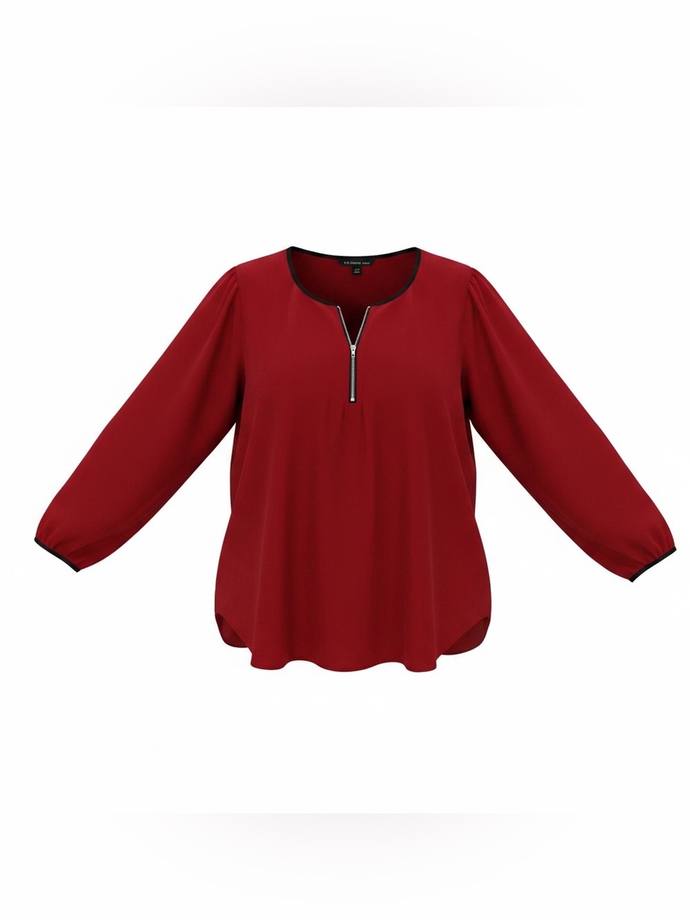 Zac & Rachel Red Long-Sleeve Zip-Front Blouse